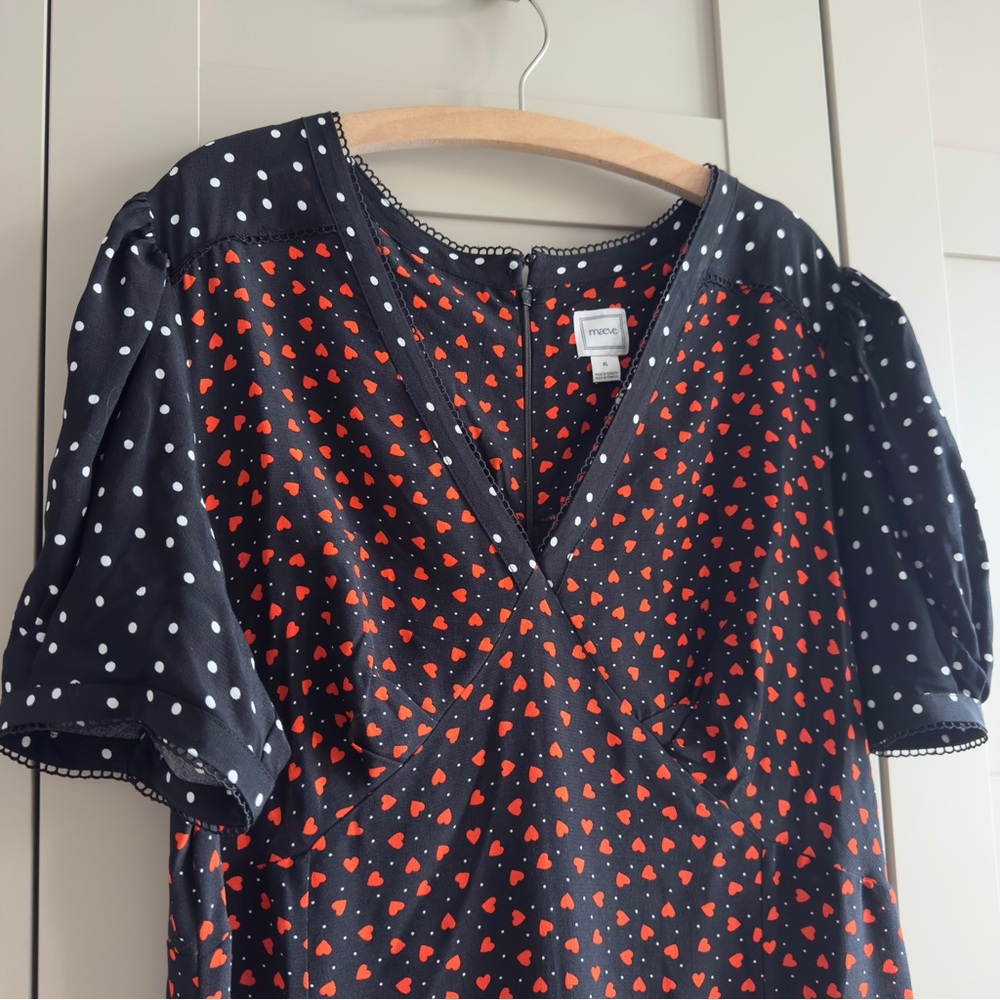 Maeve V-Neck Playful but Poise ♥️Heart Print A-Line Maxi Dress NWT Anthropologie - Picture 3 of 11